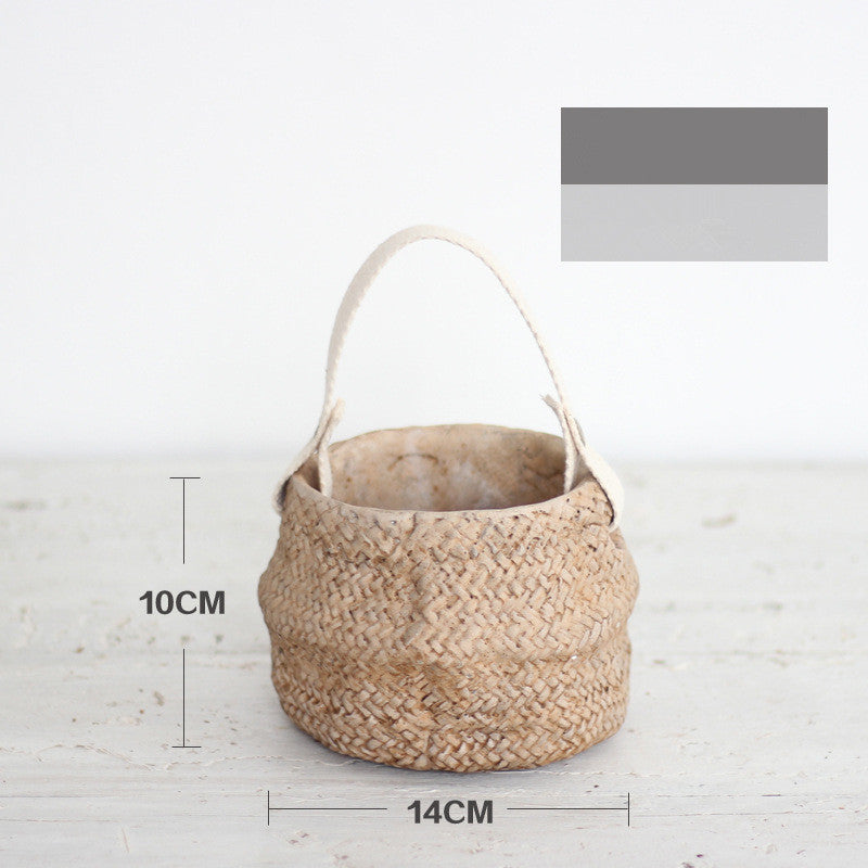 Mediterranean Coast Woven Flower Pot Basket - Mediterranean Italian Contemporary Home Decor Furniture