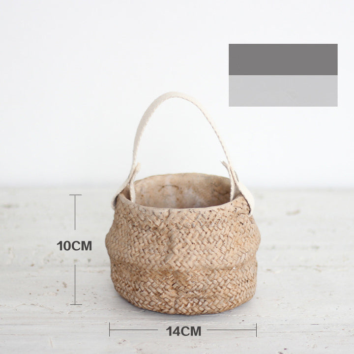 Mediterranean Coast Woven Flower Pot Basket - Mediterranean Italian Contemporary Home Decor Furniture
