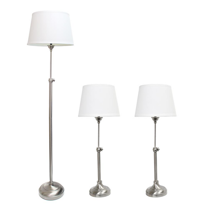 Boho Aesthetic Extendable 3 Piece Metal Lamp Set (2 Table Lamps, 1 Floor Lamp) | Biophilic Design Airbnb Decor Furniture 