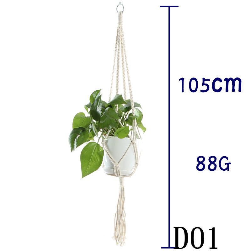 Boho Aesthetic Biophilic Flower & Plant Pot Cotton Rope Indoor Plant Hanger Hanging Basket | Biophilic Design Airbnb Decor Furniture 