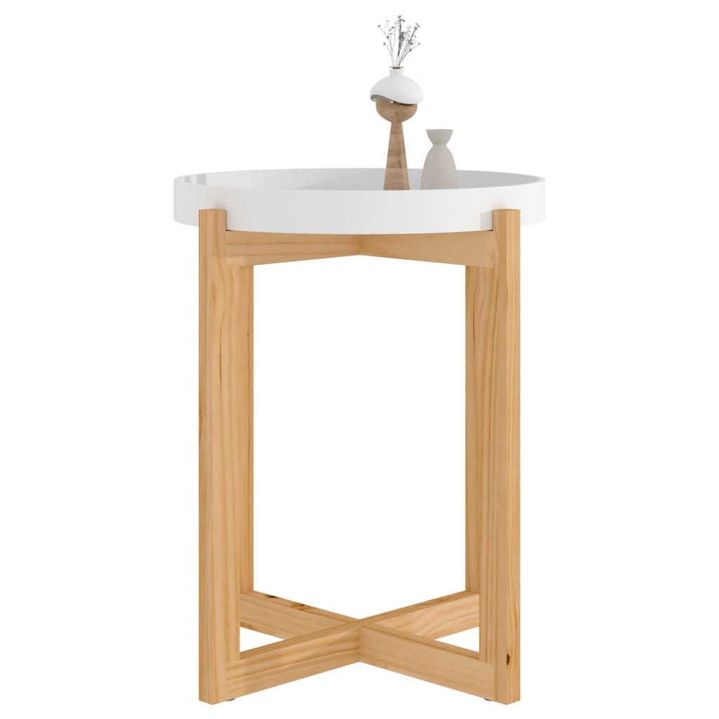Boho Aesthetic Coffee Table White Engineered Wood & Solid Wood Pine | Biophilic Design Airbnb Decor Furniture 