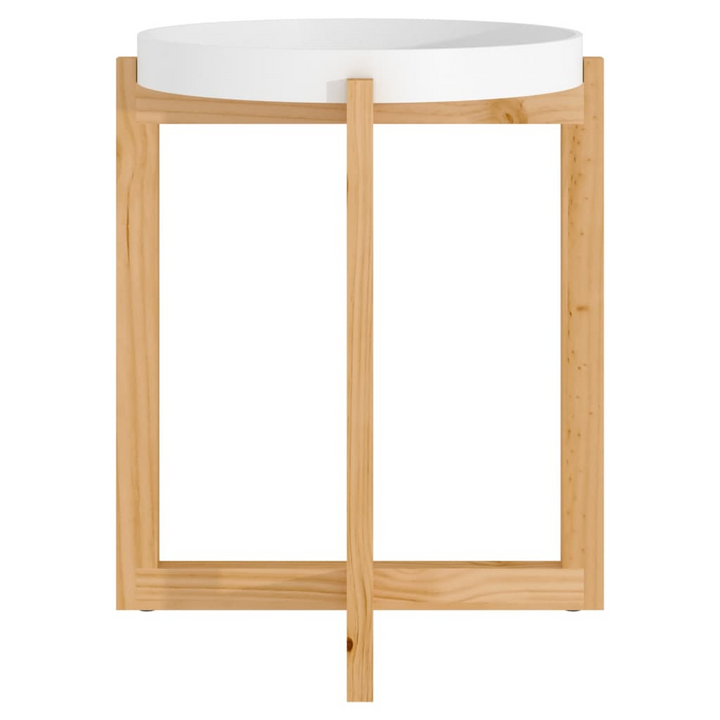 Boho Aesthetic Coffee Table White Engineered Wood & Solid Wood Pine | Biophilic Design Airbnb Decor Furniture 
