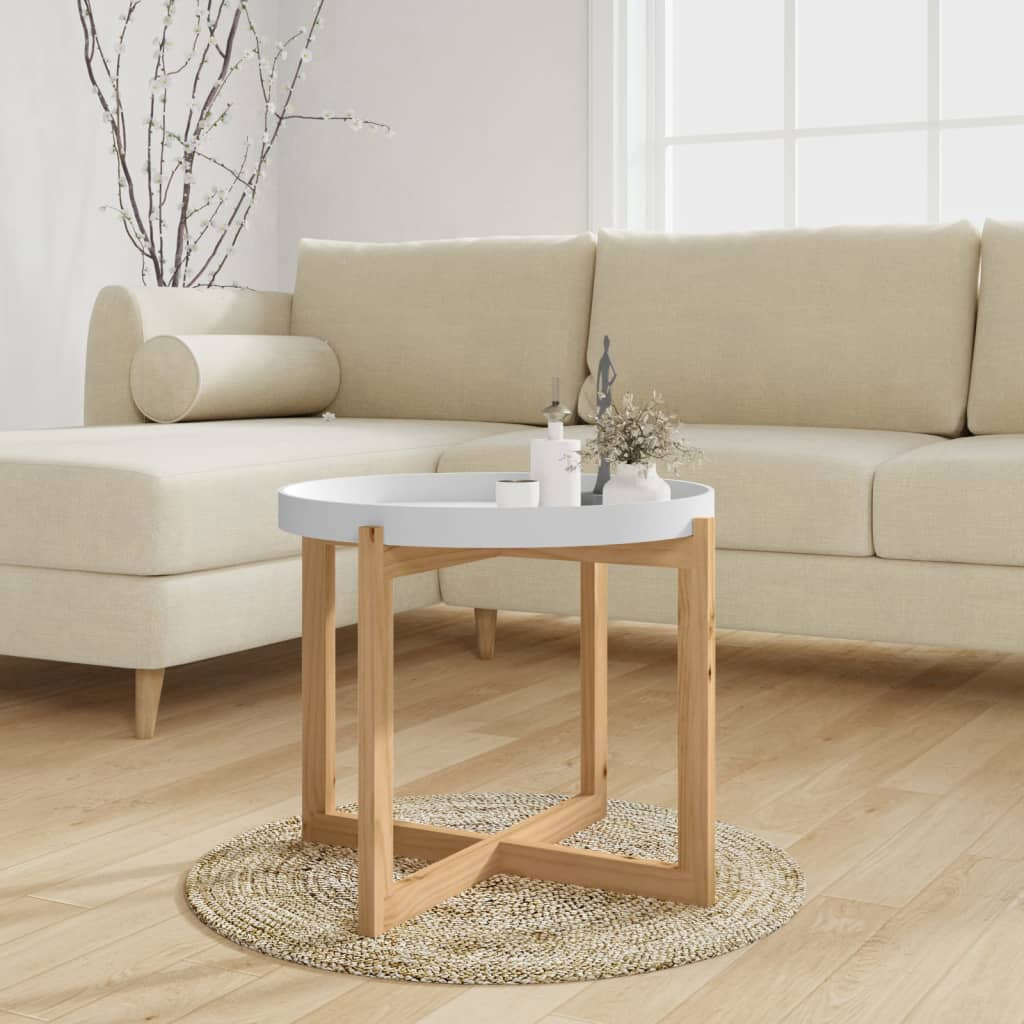 Boho Aesthetic vidaXL Coffee Table White 20.9"x20.9"x17.1" Engineered Wood&Solid Wood Pine | Biophilic Design Airbnb Decor Furniture 