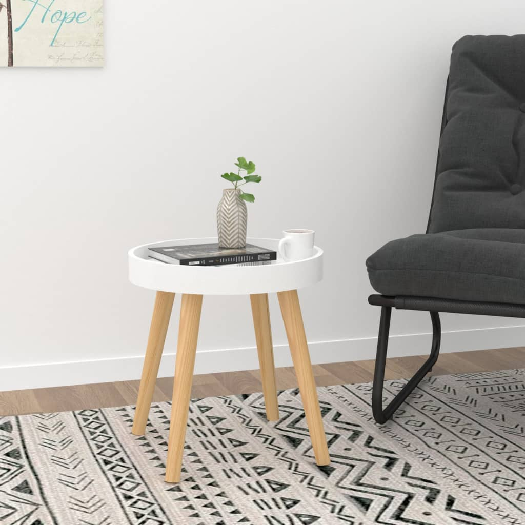 Boho Aesthetic vidaXL Side Table White 15"x15"x15.7" Engineered Wood&Solid Wood Pine | Biophilic Design Airbnb Decor Furniture 