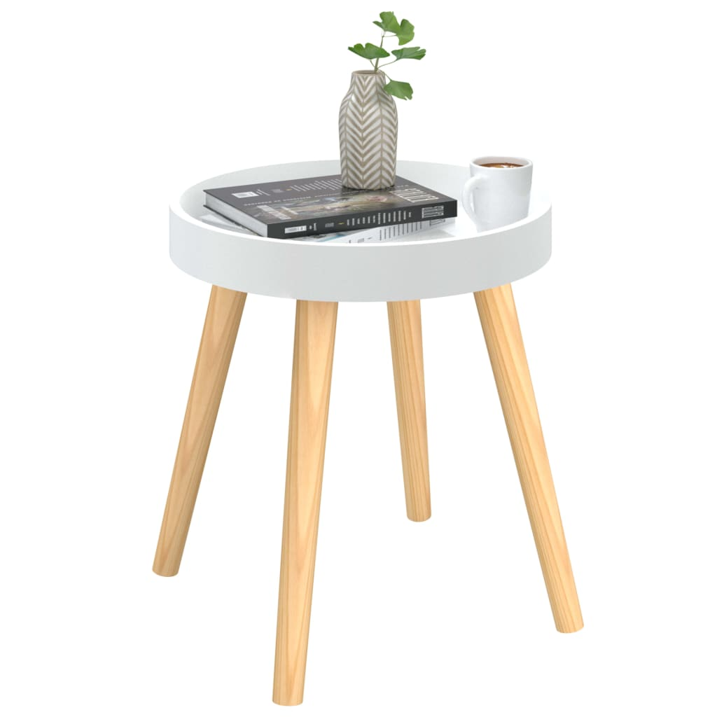Boho Aesthetic vidaXL Side Table White 15"x15"x15.7" Engineered Wood&Solid Wood Pine | Biophilic Design Airbnb Decor Furniture 