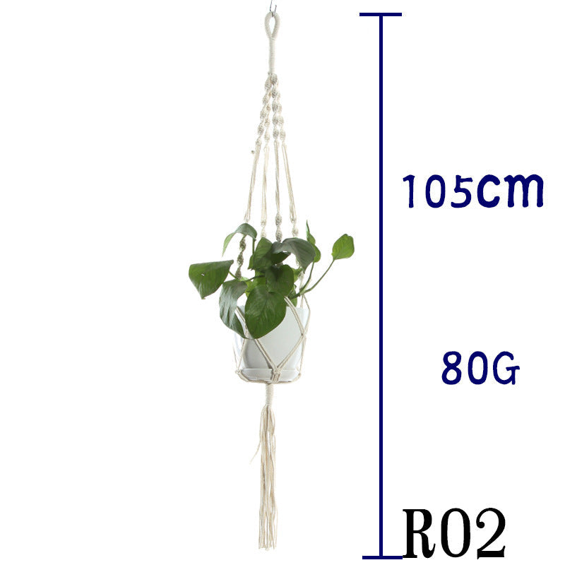 Boho Aesthetic Biophilic Flower & Plant Pot Cotton Rope Indoor Plant Hanger Hanging Basket | Biophilic Design Airbnb Decor Furniture 