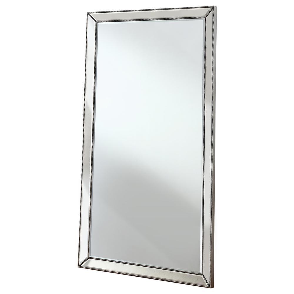 Boho Aesthetic Large Silver Framed Mirrored Floor Mirror | Biophilic Design Airbnb Decor Furniture 