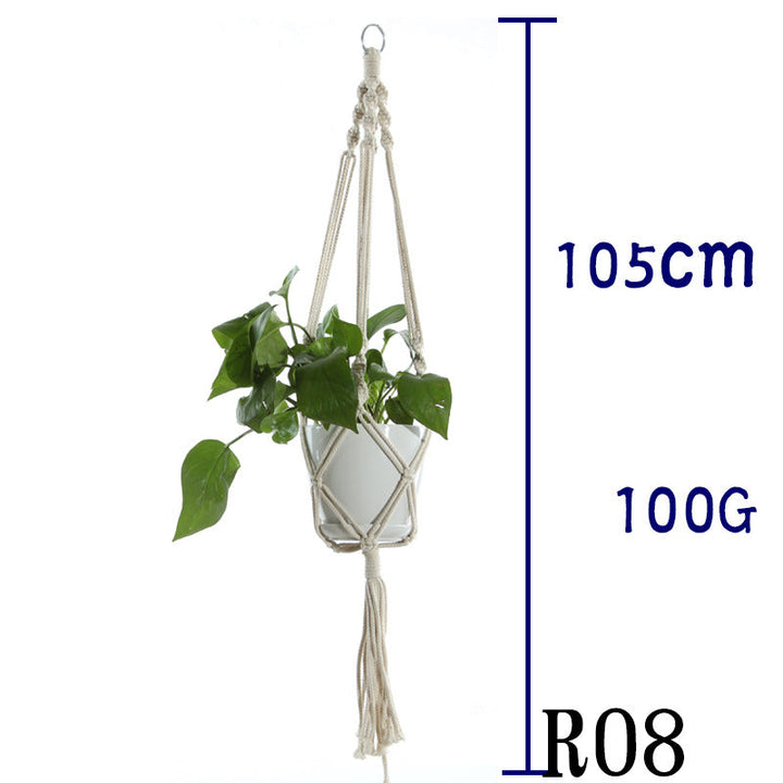 Boho Aesthetic Biophilic Flower & Plant Pot Cotton Rope Indoor Plant Hanger Hanging Basket | Biophilic Design Airbnb Decor Furniture 