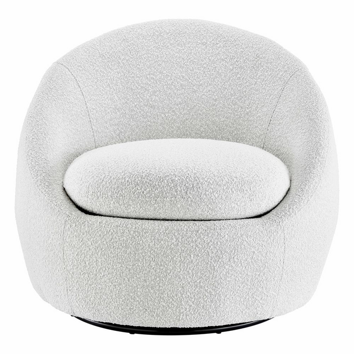 Boho Aesthetic White Modern Mid Century Fabric Swivel Accent Chair | Biophilic Design Airbnb Decor Furniture 