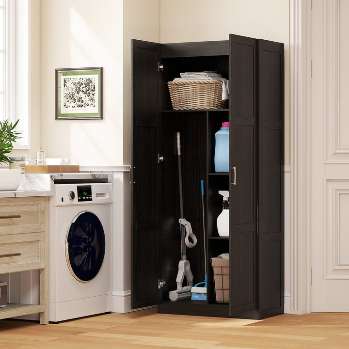 Buy farmhouse furniture Brown Modern Mediterranean Farmhouse Pantry Cabinet - Modern Cottage Farmhouse Furniture