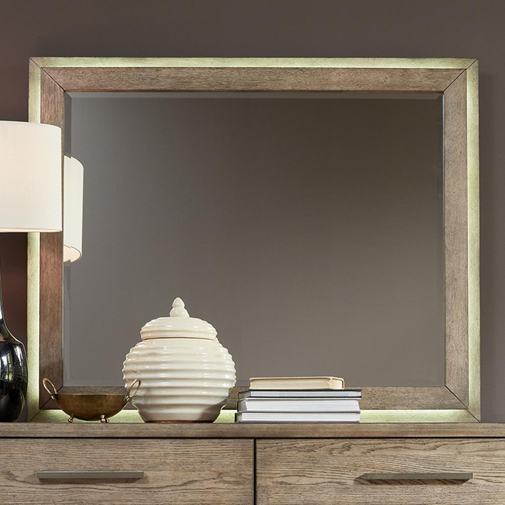 Boho Aesthetic Lighted Mirror Contemporary Brown | Biophilic Design Airbnb Decor Furniture 