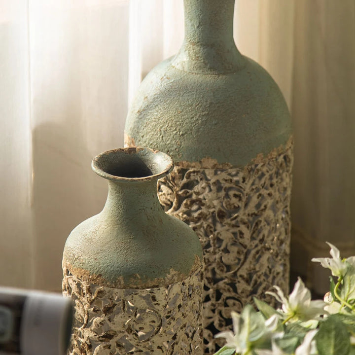Buy farmhouse furniture Isca Marina | Mediterranean Vintage Green Floor Vase - Modern Cottage Farmhouse Furniture