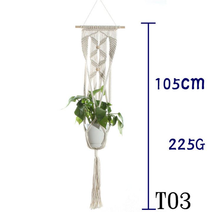 Boho Aesthetic Biophilic Flower & Plant Pot Cotton Rope Indoor Plant Hanger Hanging Basket | Biophilic Design Airbnb Decor Furniture 