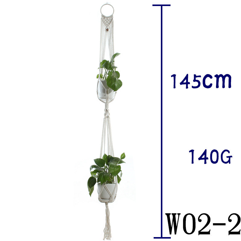 Boho Aesthetic Biophilic Flower & Plant Pot Cotton Rope Indoor Plant Hanger Hanging Basket | Biophilic Design Airbnb Decor Furniture 