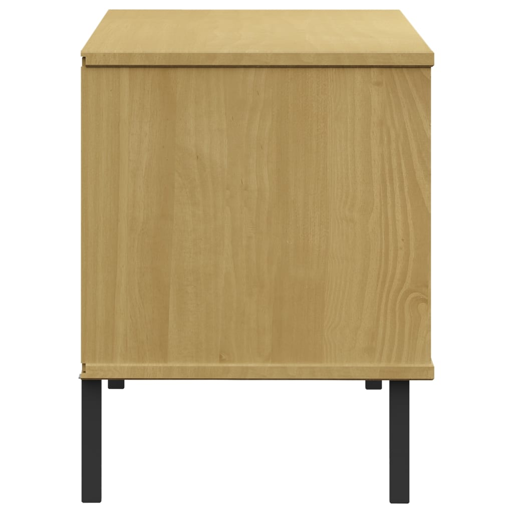 Boho Aesthetic Mudroom Shoe Rack with Metal Legs Brown Solid Wood OSLO | Biophilic Design Airbnb Decor Furniture 
