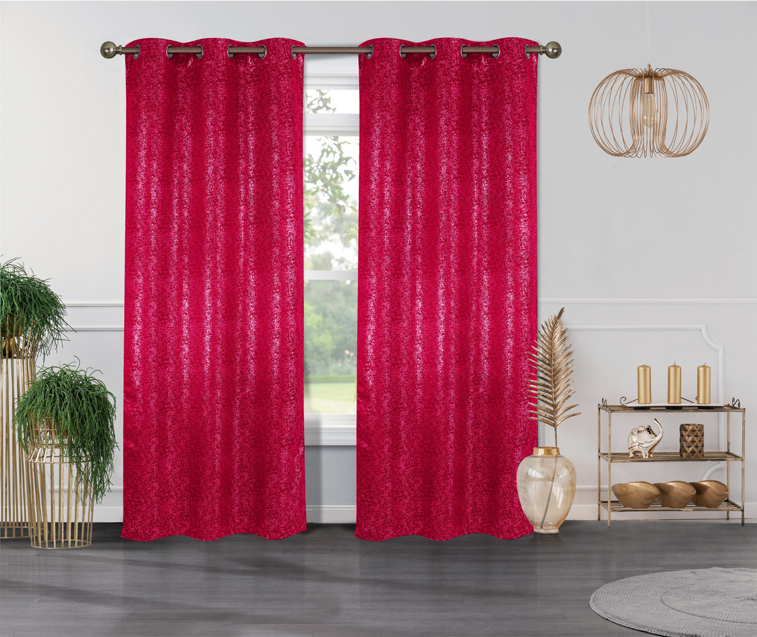 Boho Aesthetic Cassie Metallic Textured Blackout Grommet Top Curtains | Biophilic Design Airbnb Decor Furniture 