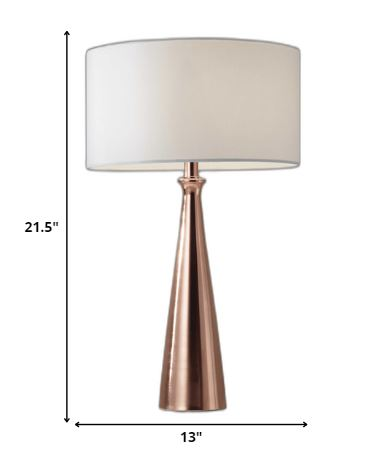 Boho Aesthetic Contemporary Modern Mid Century Brushed Copper Metal Finish Tapered Base Table Lamp | Biophilic Design Airbnb Decor Furniture 