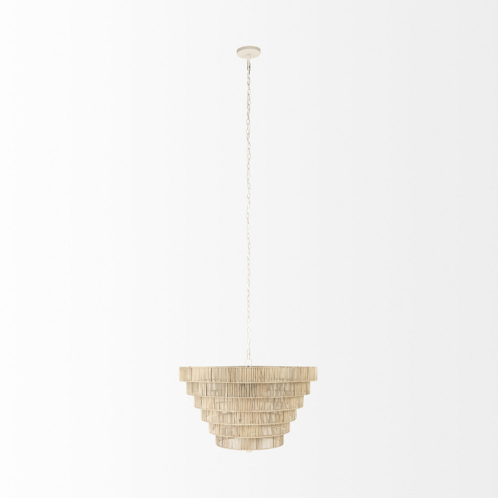 Boho Aesthetic "Light Brown Six Tier Hanging Chandelier" | Biophilic Design Airbnb Decor Furniture 