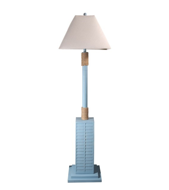 Boho Aesthetic Classic Aqua Blue and Nautical Rope Floor Lamp | Biophilic Design Airbnb Decor Furniture 