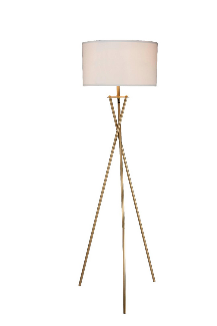 Boho Aesthetic Minimalist Mid Century Gold Metal Floor Lamp | Biophilic Design Airbnb Decor Furniture 