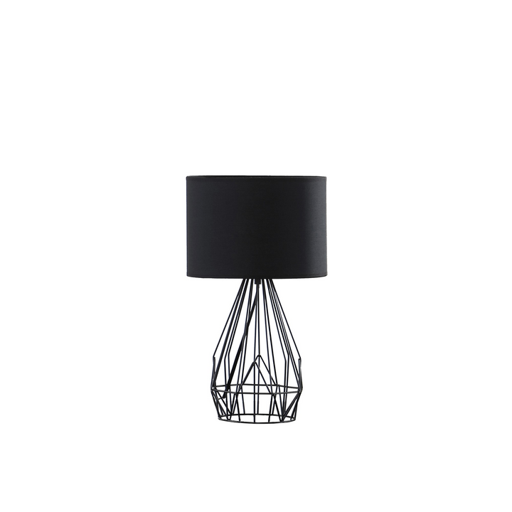 Boho Aesthetic Modern Mid Century Minimalist Asymmetric Black Cage Metal Table Lamp | Biophilic Design Airbnb Decor Furniture 