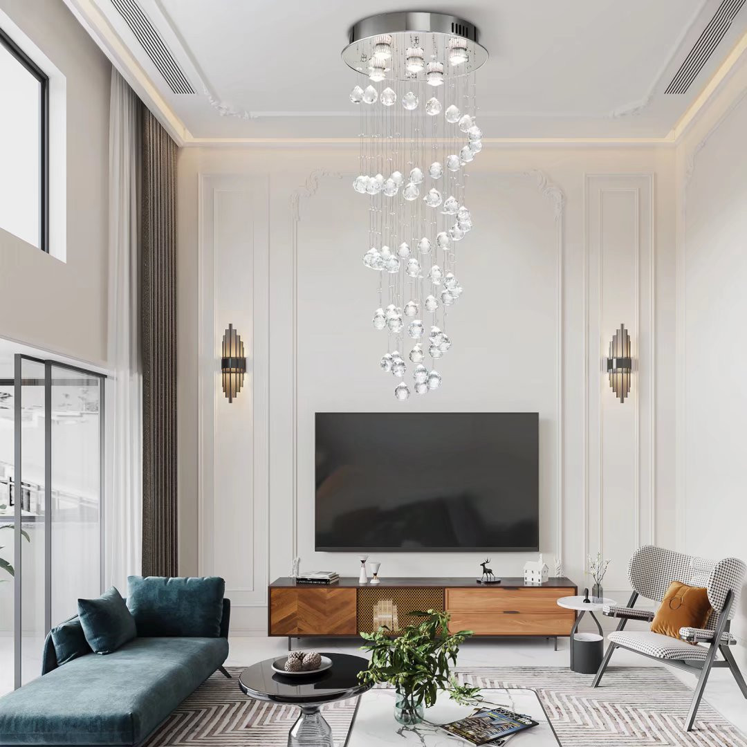 Boho Aesthetic "Stylish Spiral Faux Crystal Chandelier Light" | Biophilic Design Airbnb Decor Furniture 