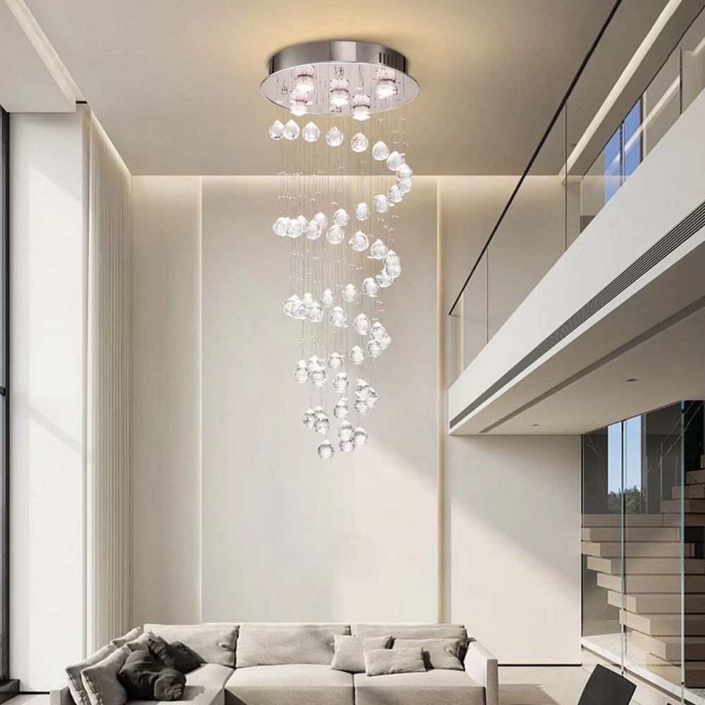 Boho Aesthetic "Stylish Spiral Faux Crystal Chandelier Light" | Biophilic Design Airbnb Decor Furniture 