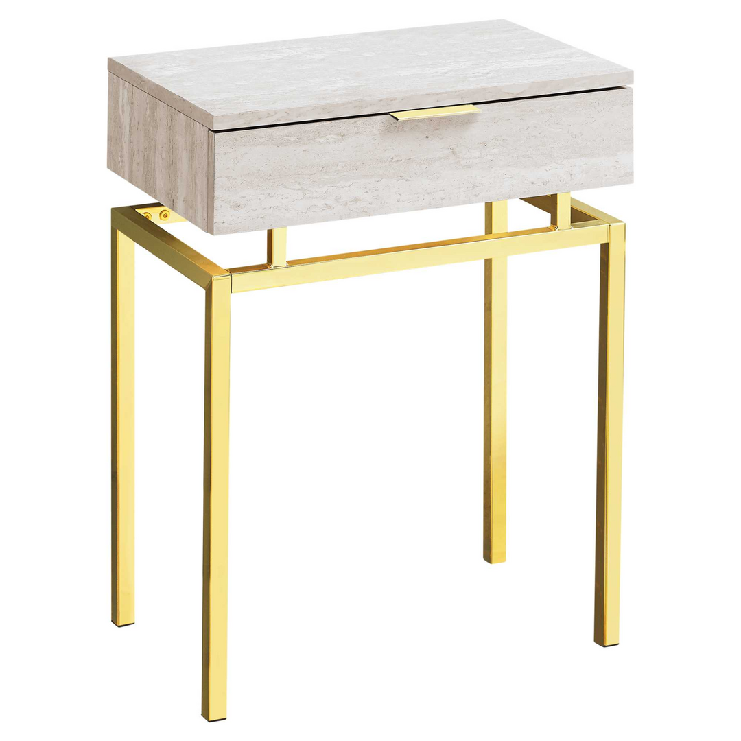 Boho Aesthetic "23"" Gold And Beige End Table With Drawer" | Biophilic Design Airbnb Decor Furniture 