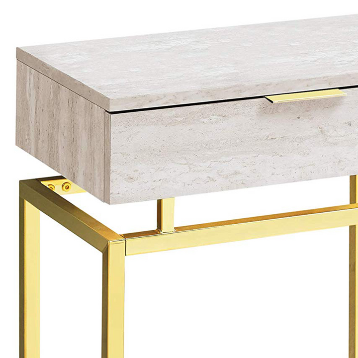 Boho Aesthetic "23"" Gold And Beige End Table With Drawer" | Biophilic Design Airbnb Decor Furniture 