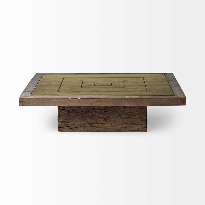 Boho Aesthetic "50"" Brown Solid Wood Square Distressed Coffee Table" | Biophilic Design Airbnb Decor Furniture 