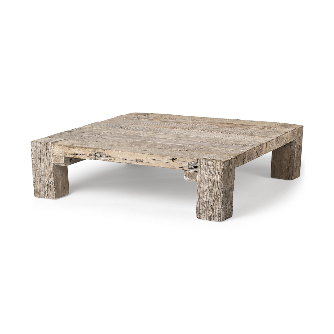Boho Aesthetic "48"" Natural Rectangular Distressed Coffee Table" | Biophilic Design Airbnb Decor Furniture 
