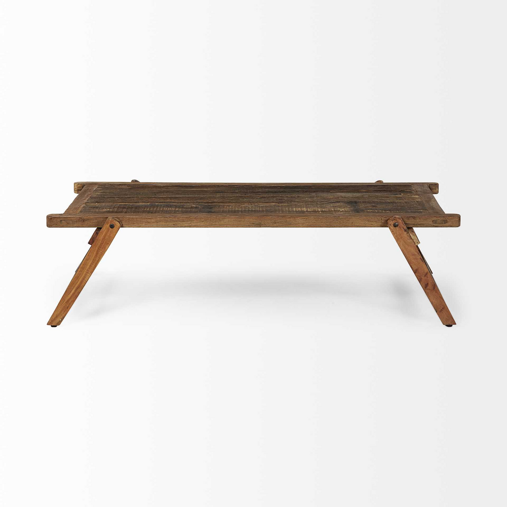 Boho Aesthetic Rectangular Naturally Finished Reclaimed Wood Coffee Table | Biophilic Design Airbnb Decor Furniture 