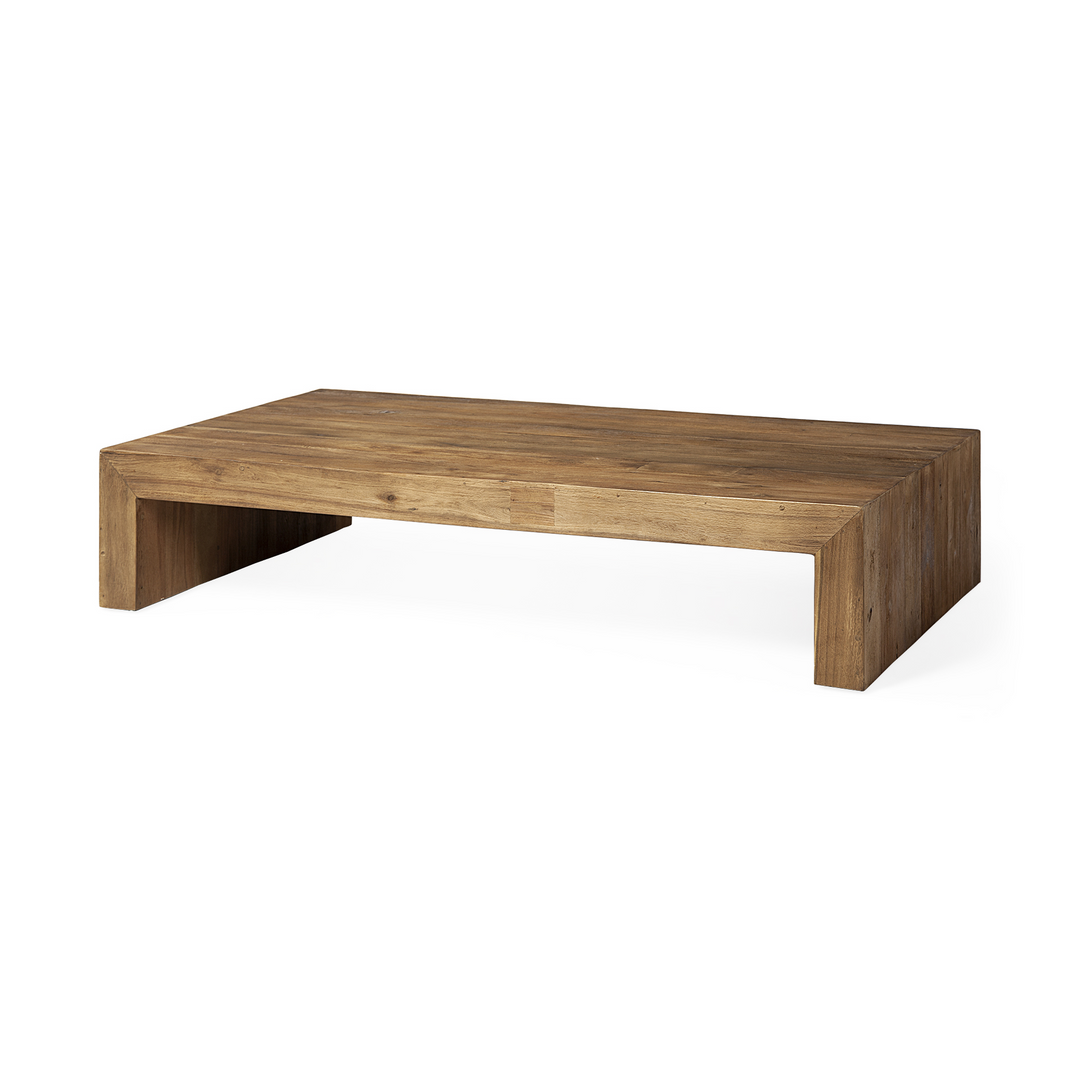 Boho Aesthetic Natural Solid Wood Rectangular Coffee Table | Biophilic Design Airbnb Decor Furniture 