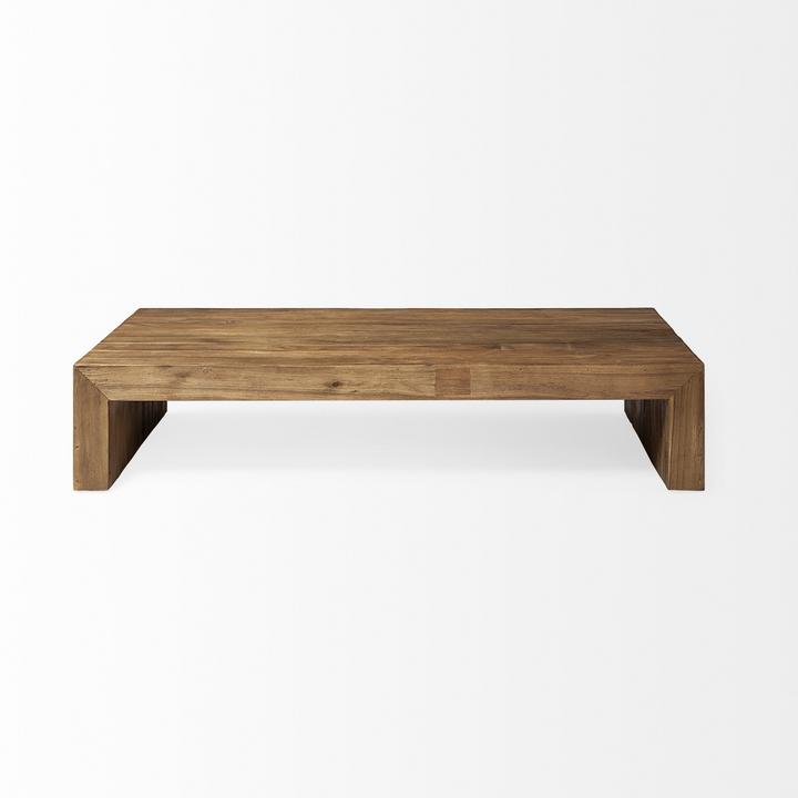 Boho Aesthetic Natural Solid Wood Rectangular Coffee Table | Biophilic Design Airbnb Decor Furniture 