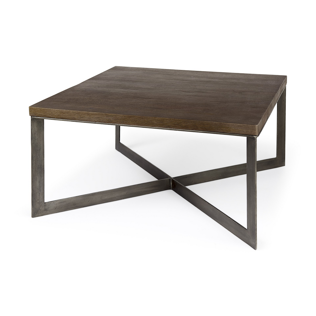 Boho Aesthetic Brown Solid Wood Square Coffee Table | Biophilic Design Airbnb Decor Furniture 