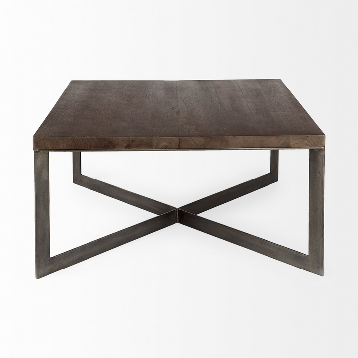 Boho Aesthetic Brown Solid Wood Square Coffee Table | Biophilic Design Airbnb Decor Furniture 