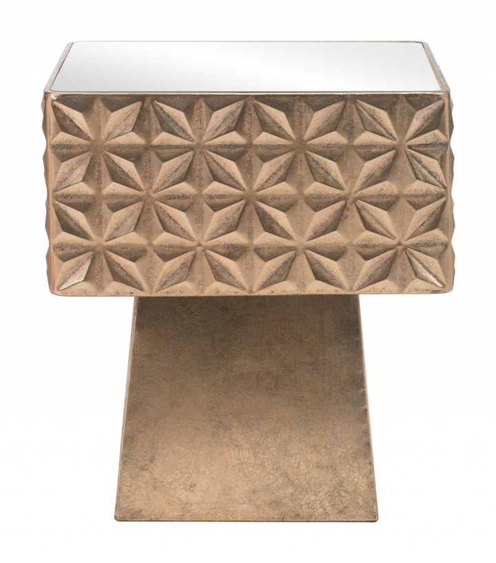Boho Aesthetic Tropez | Modern Rustic Contemporary Gold Mirror Side Table | Biophilic Design Airbnb Decor Furniture 