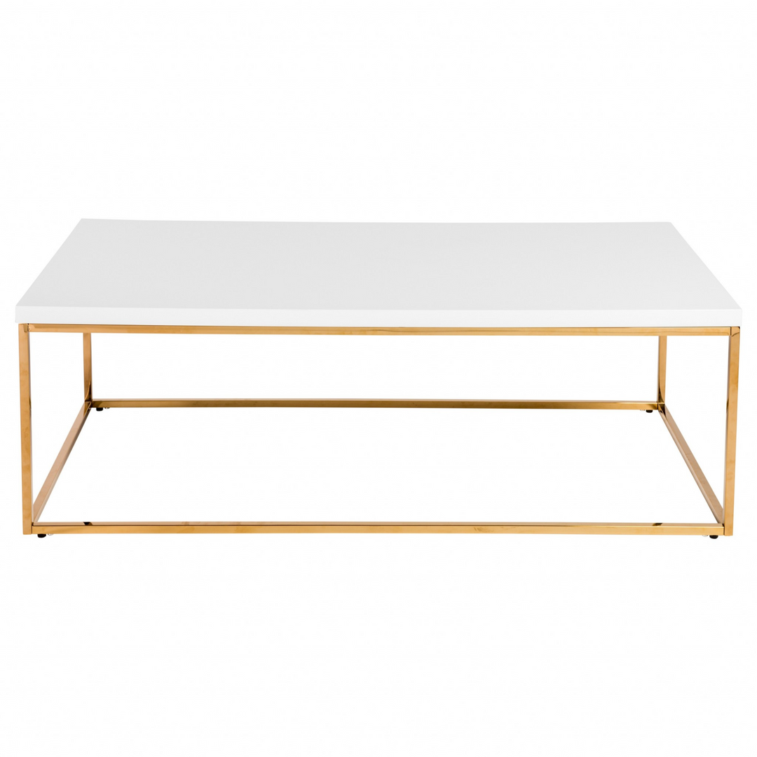 Boho Aesthetic "White and Gold High Gloss Coffee Table" | Biophilic Design Airbnb Decor Furniture 