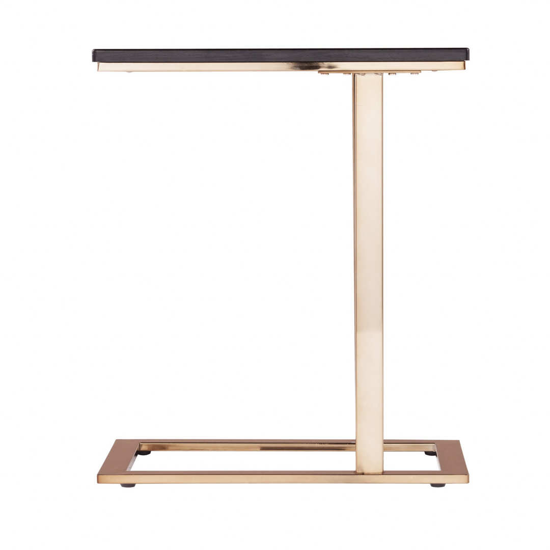 Boho Aesthetic "24"" Gold And Black Contemporary Rectangular End Table" | Biophilic Design Airbnb Decor Furniture 