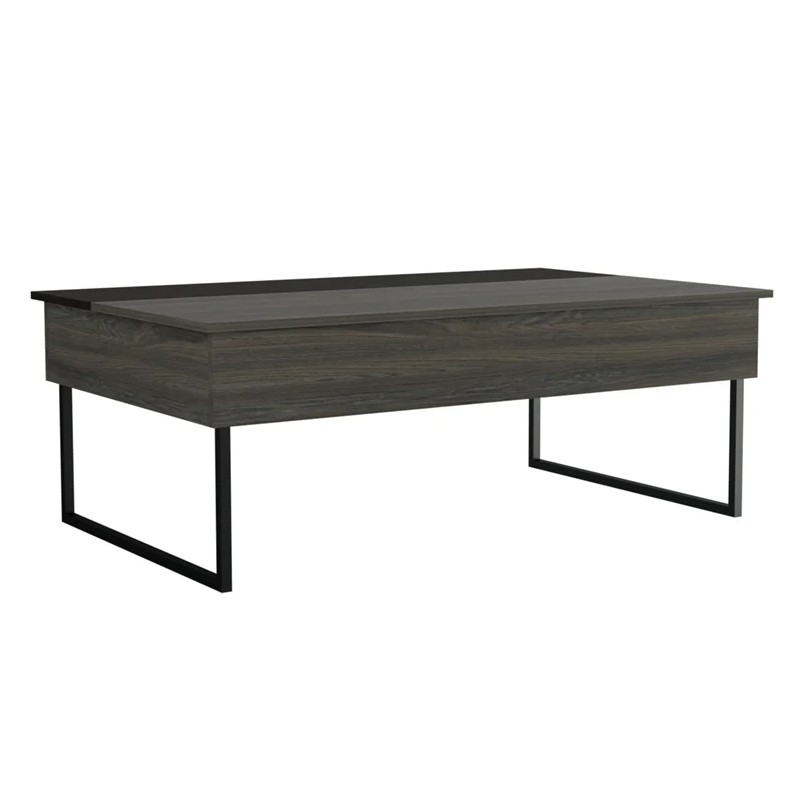 Boho Aesthetic "49"" Black Manufactured Wood Rectangular Lift Top Coffee Table" | Biophilic Design Airbnb Decor Furniture 