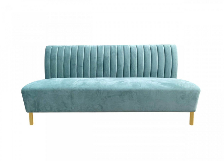 Boho Aesthetic Le Nîmes | Stylish Modern Italian Light Green Fabric And Gold Sofa | Biophilic Design Airbnb Decor Furniture 