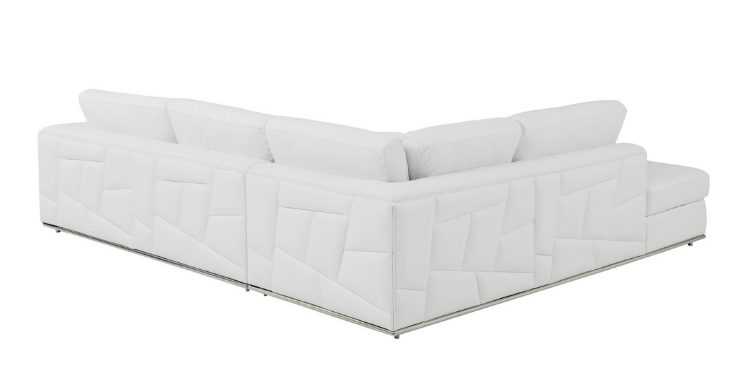 Boho Aesthetic White Italian Leather Reclining L Shaped Two Piece Corner Sectional | Biophilic Design Airbnb Decor Furniture 