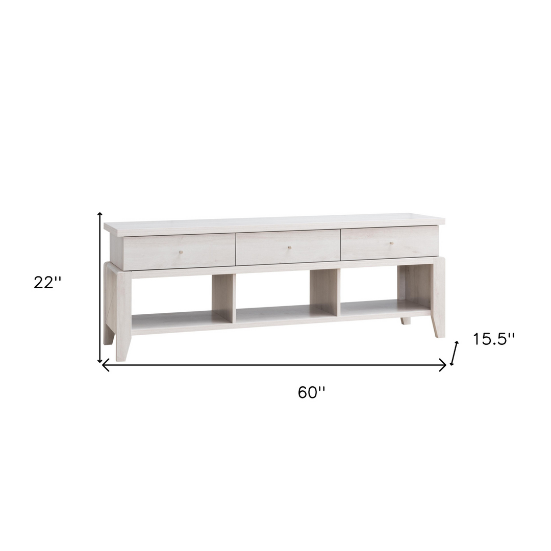 Boho Aesthetic "60"" White Oak Manufactured Wood Cabinet Enclosed Storage TV Stand" | Biophilic Design Airbnb Decor Furniture 