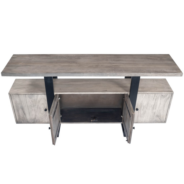 Boho Aesthetic Raitis Farmhouse Gray Wood & Metal Unique Sideboard Buffet Cabinet | Biophilic Design Airbnb Decor Furniture 