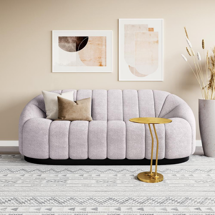 Boho Aesthetic Bhutan Light Gray Modern Luxury Sofa | Biophilic Design Airbnb Decor Furniture 