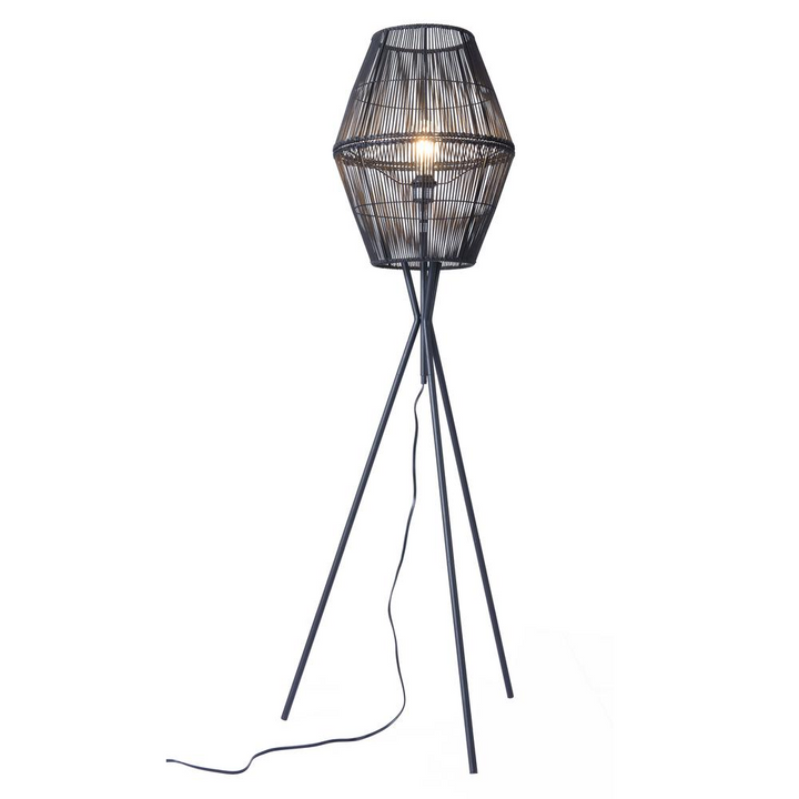 Boho Aesthetic Billie | Modern Tripod Floor Lamp Black | Biophilic Design Airbnb Decor Furniture 