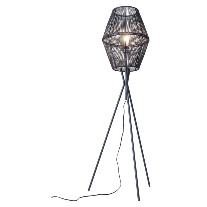 Boho Aesthetic Billie | Modern Tripod Floor Lamp Black | Biophilic Design Airbnb Decor Furniture 