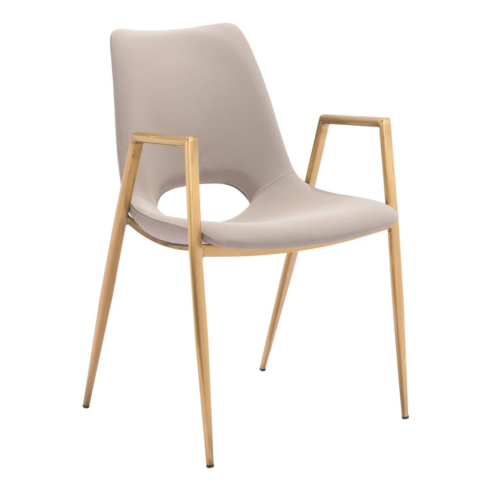 Boho Aesthetic Desi Dining Chair (Set of 2) Beige & Gold | Biophilic Design Airbnb Decor Furniture 