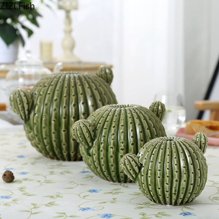 Buy farmhouse furniture Mediterranean Moroccan Southwestern Style Ceramic Cactus Vase - Modern Cottage Farmhouse Furniture