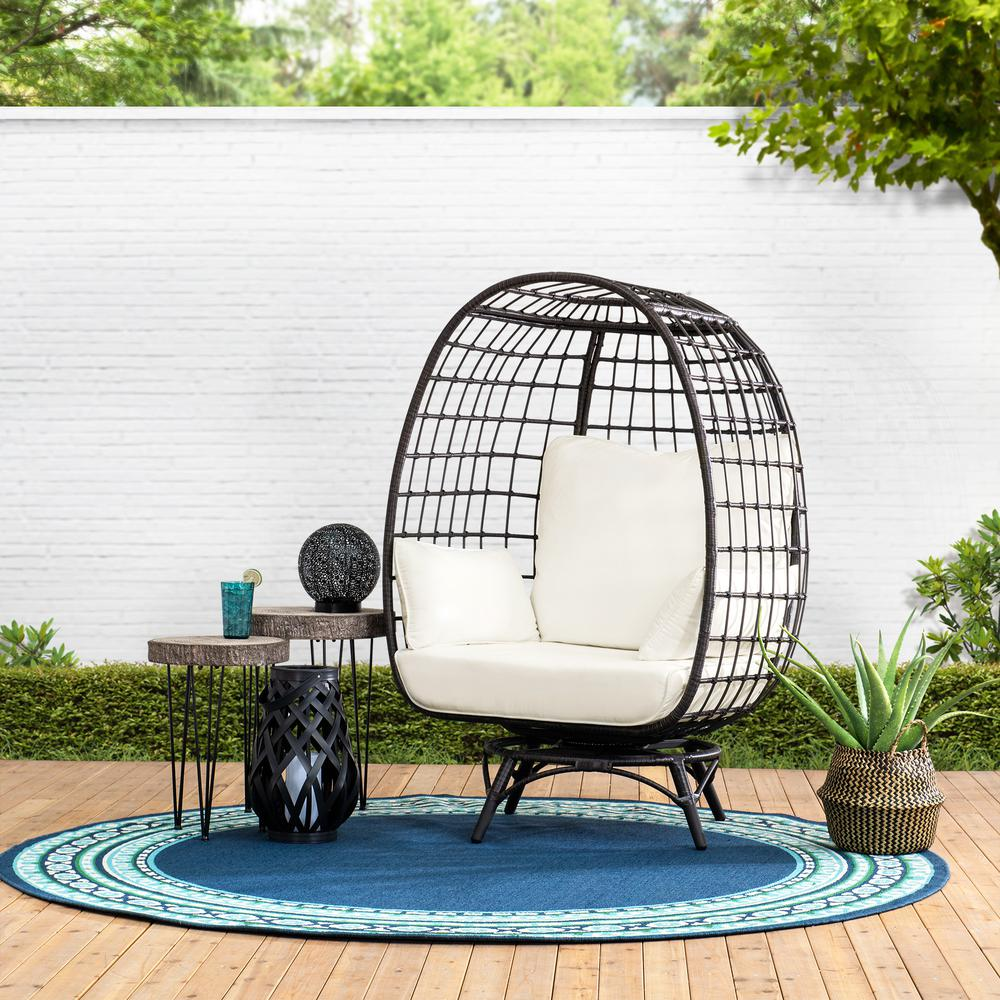 Boho Aesthetic Egg Cuddle Chair Wicker Swivel Lounge Chair, Oversized Indoor Outdoor Egg Chair | Biophilic Design Airbnb Decor Furniture 